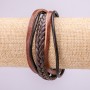 Bracelet, 21 cm long, eco-leather, black with brown, magnetic clasp