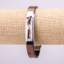 Bracelet with metal inlay, length 21 cm, thickness 10 mm, brown eco-leather, with clasp