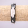 Bracelet with metal inserts, 21 cm long, 15 mm thick, black rubber, with clasp
