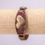Bracelet LOVE with metal inserts, length 16-24 cm, thickness 20 mm, eco-leather, brown strap