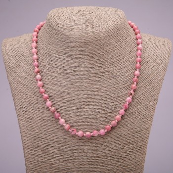 Rhodochrosite necklace with smooth beads, 6 mm diameter, 45 cm length