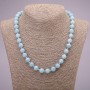 Bead Necklace of Natural Aquamarine — Smooth Beads, Diameter 10 mm (±), Length 45 cm