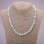 Aquamarine Natural Stone Necklace with Smooth Beads, 10 mm Diameter, 45 cm Length