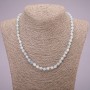 Aquamarine natural stone necklace with smooth beads, 6 mm diameter, 45 cm length