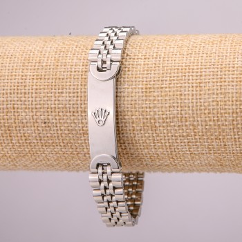 Metal bracelet made of stainless steel with a clasp, 12 mm thick, 21 cm long, silver color