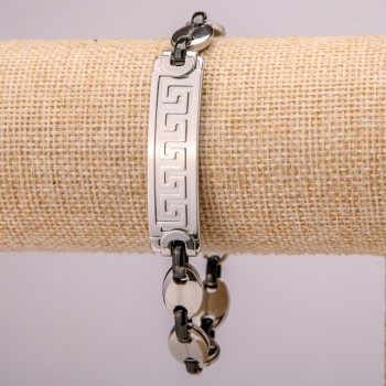 Metal bracelet in stainless steel with clasp, 12 mm thick, 21 cm long, silver-colored