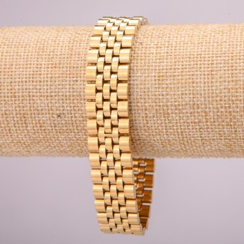 Stainless steel bracelet with clasp, 16 mm thick, 21 cm long, gold color