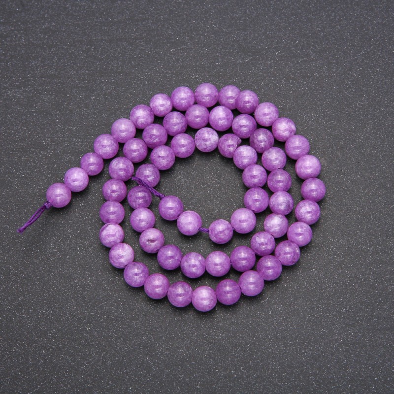 Toned quartz beads resembling amethyst, smooth round bead strand, diameter 6.5 mm, length 38 cm (±)
