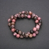 Rhodonite beads, smooth round, 8.5 mm diameter, on thread, 38 cm length (+/-)