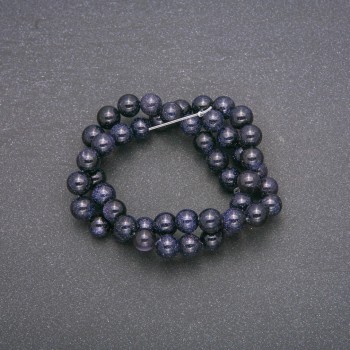 Aventurine Beads 'Night of Cairo' Blue Sand Smooth Ball Thread, 8mm Diameter, 38cm Length (+/-)