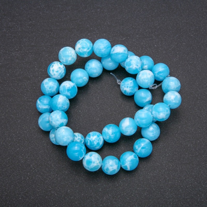 Larimar Acrylic Beads, Smooth Round Balls on a Strand, 10 mm Diameter, 38 cm Length (±)