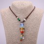 Clearance: Assorted natural stones pendant on a cord with natural stone beads, 84 cm long