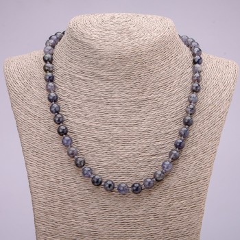 Natural Iolite necklace with smooth beads, diameter 8(±)mm, length 48cm