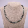 Faceted natural Hawk's Eye stone necklace, diameter 8x12(±)mm, length 48 cm