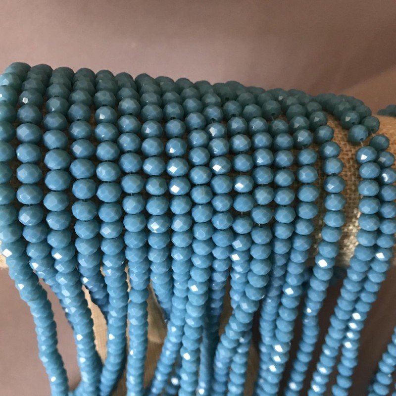 Beads Czech Crystal Matte Sea Wave Turquoise 'Rondelle', diameter 6 mm, 41 cm length