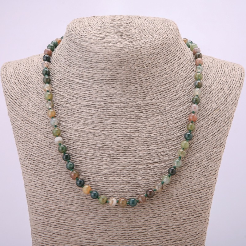 Natural Jasper Necklace with Smooth Beads, 6(±)mm diameter, 48 cm length