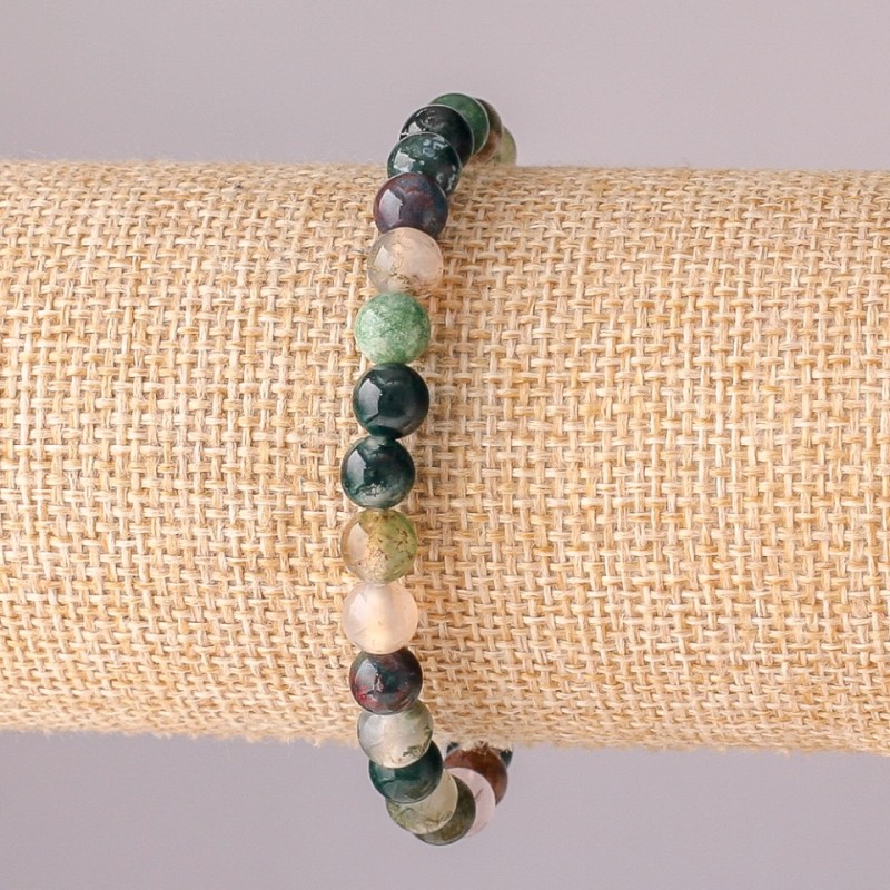 Colorful Jasper Bracelet on Elastic Cord, Smooth Bead, 6 mm Diameter, 18 cm Circumference
