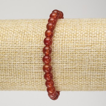Carnelian bracelet on elastic, smooth beads, 6 mm diameter, 18 cm circumference