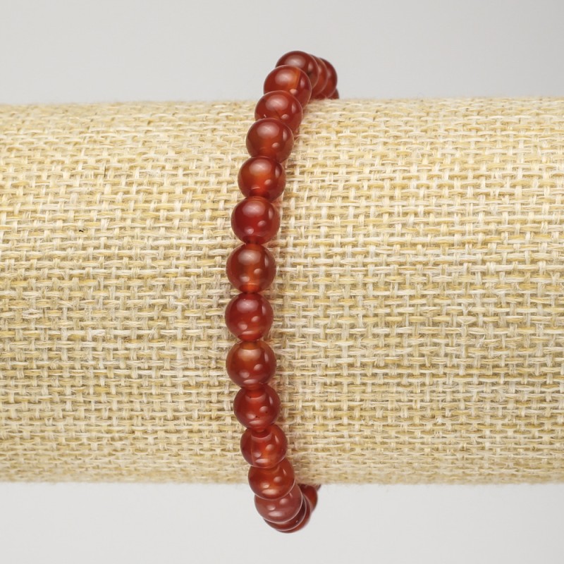 Carnelian bracelet on elastic, smooth beads, 6 mm diameter, 18 cm circumference