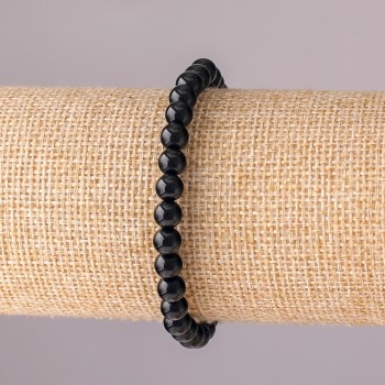 Agate Bracelet on Elastic, Smooth Beads, 6 mm Diameter, 18 cm Circumference