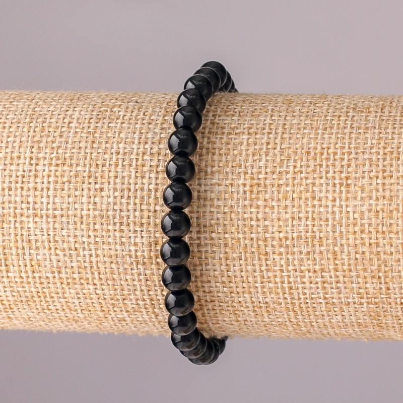 Agate Bracelet on Elastic, Smooth Beads, 6 mm Diameter, 18 cm Circumference