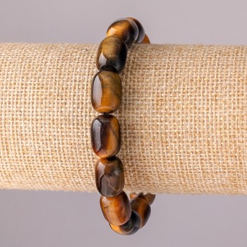 Natural Tiger's Eye bracelet with barrel beads on elastic 10x14mm, circumference 18 cm