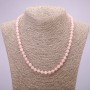 Natural Stone Necklace Pink Quartz, Smooth Beads, 6mm Diameter, 48cm Length