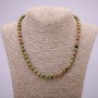 Natural Stone Jasper Heliotrope Necklace, smooth beads, 6 mm diameter, 48 cm length