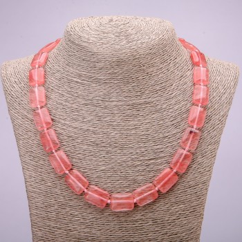 Chalcedony Rectangle Bead Necklace, 13×18 mm, 48 cm