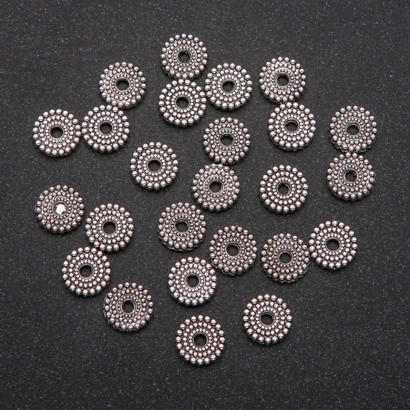 Bead insert hardware, silver-colored metal, diameter 2.5×9 mm, packaging - 20 g, 25 (±) pcs