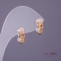 Xuping Earrings with White Stones, 3.5 mm Diameter, 12 mm Length, Gold Color
