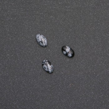 Snowflake Obsidian Cabochon 'Apache Tears' 8x5 mm