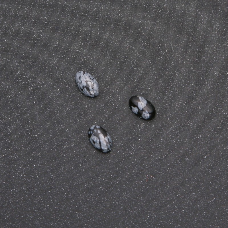 Snowflake Obsidian Cabochon 'Apache Tears' 8x5 mm