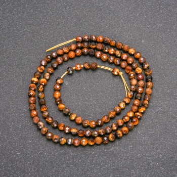 Beads on thread Tiger's Eye, faceted ball 3 mm diameter, length 39 cm