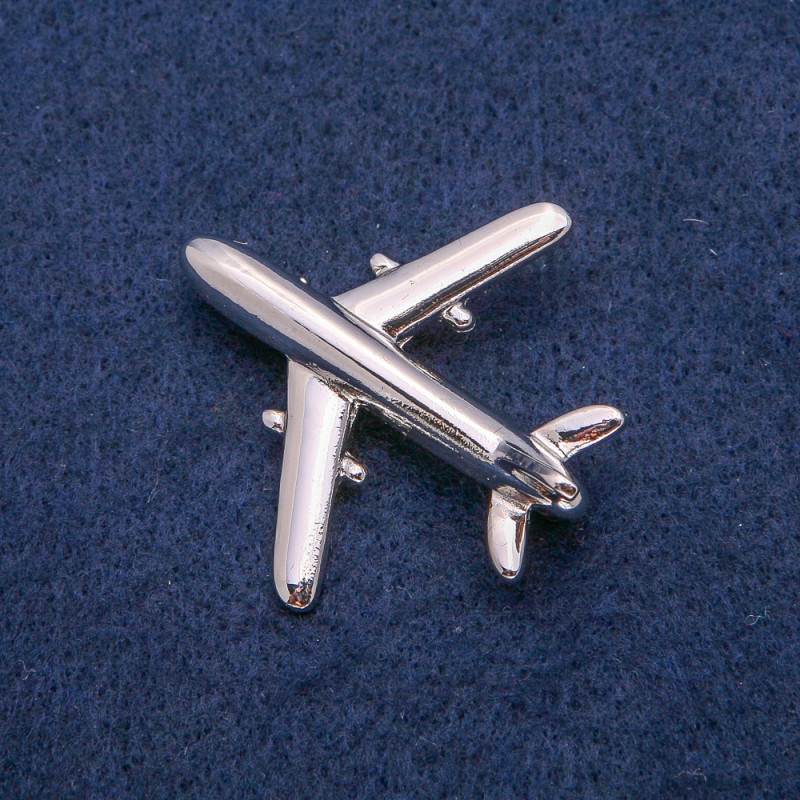 Brooch Airplane Silver Metal 40x39 mm