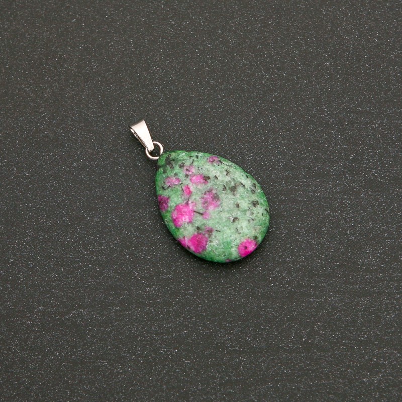 Pendant Drop from Zoisite natural stone 25x18(+-)mm