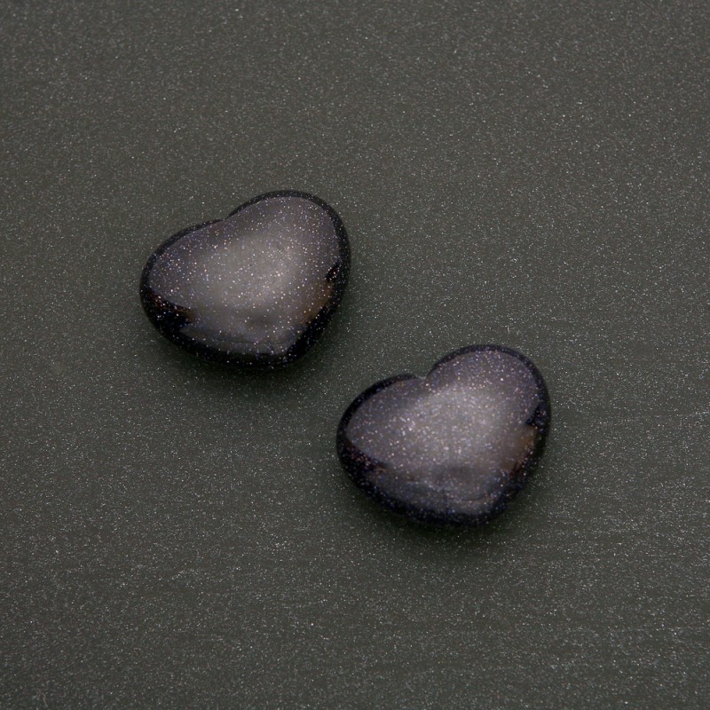 Aventurine Heart Souvenir 'Night of Cairo' Blue Sand (+-) 21×27 mm