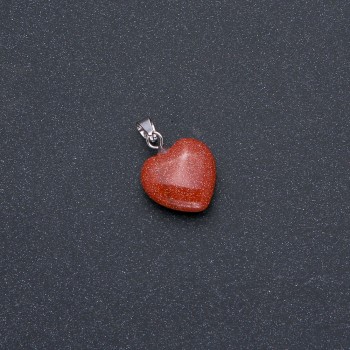 Heart Pendant natural gemstone Aventurine 'Golden Sand' 14x14x22mm (+-)