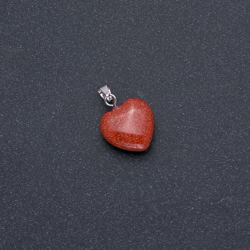 Heart Pendant natural gemstone Aventurine 'Golden Sand' 14x14x22mm (+-)