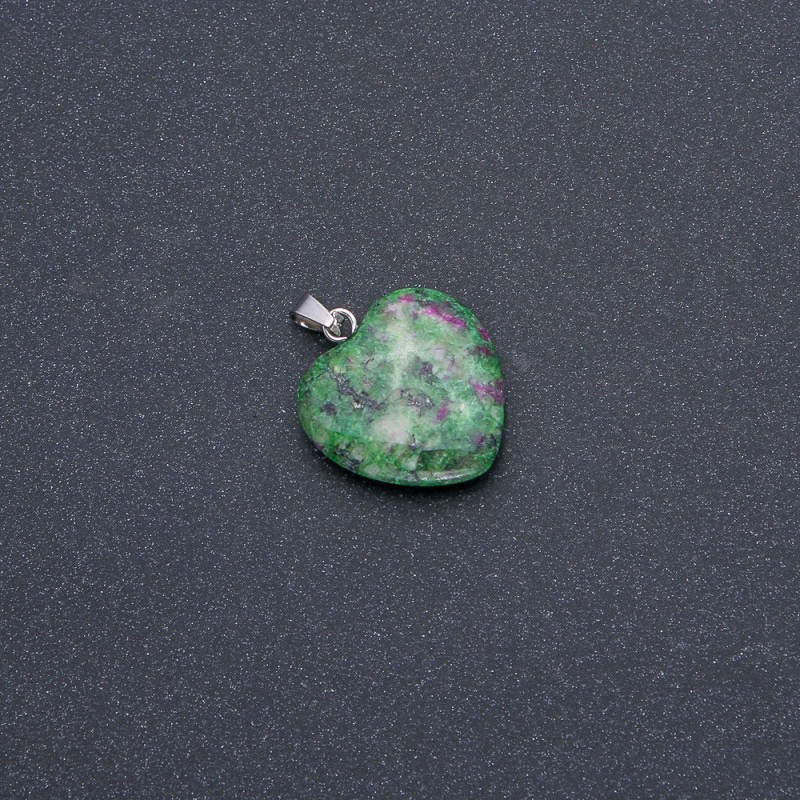 Pendant Heart natural Zoisite stone 19×19×26 mm (+-)
