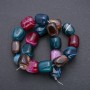 Colorful agate beads on a beading line, natural stone, faceted brick/bar, 20×15 mm, 38 cm long (±)