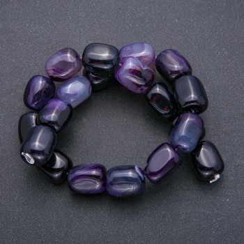 Purple Agate bar-shaped beads on a thread, 20×15 mm, 38 cm long (+/-)