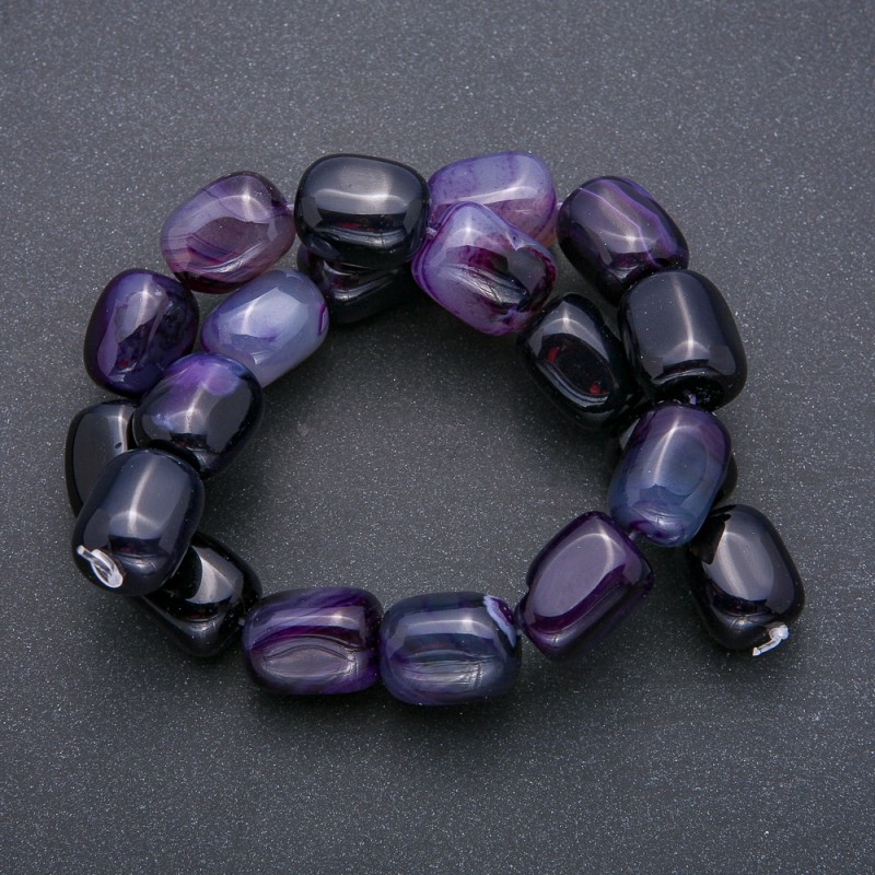 Purple Agate bar-shaped beads on a thread, 20×15 mm, 38 cm long (+/-)
