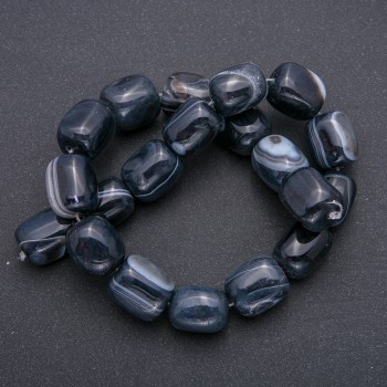 Beads on a fishing line from natural agate, barrel-brick shape, 20×15 mm, length 38 cm (±)