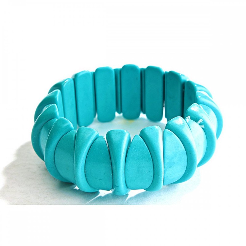 Elastic turquoise bracelet (named) smooth rondelle beads, diameter 6x4 mm ±, length 18 cm