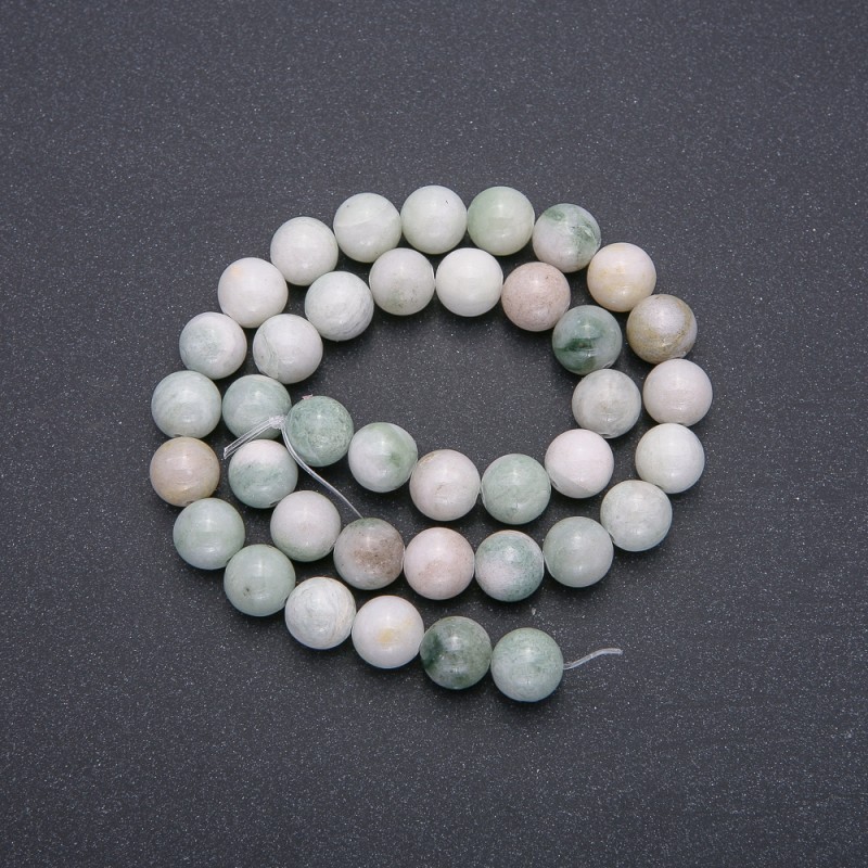 Larimar beads on thread, natural stone, smooth round beads, 10 mm diameter, 40 cm length (±)