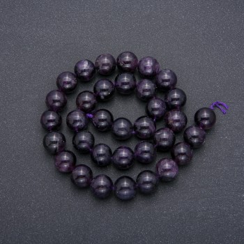 Beads on a string, natural amethyst, smooth round beads, 12mm diameter, 39 cm length (+/-)