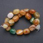 Beads on a thread from natural agate - faceted brick, diameter 19x15mm, length 38cm (±)
