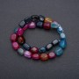 Multicolored agate beads on a thread, brick-shaped faceted beads, diameter 12x9 mm, length 37 cm