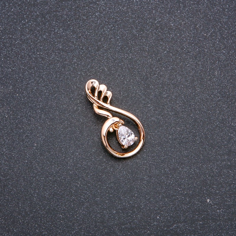 Xuping Pendant with 18k Gold Plating, White Stone and Rhinestone, 27x13mm +